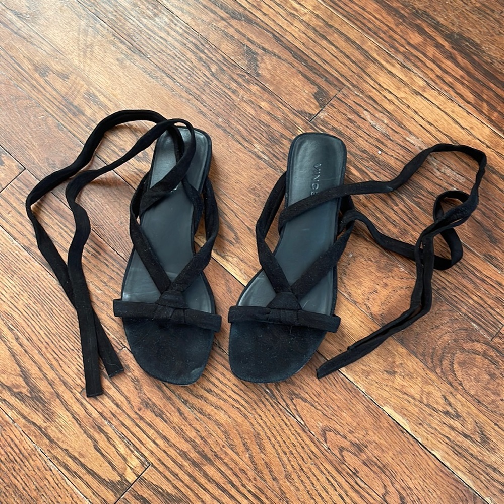 Vince Bonham Suede Criss-Cross Ankel Wrap Sandals